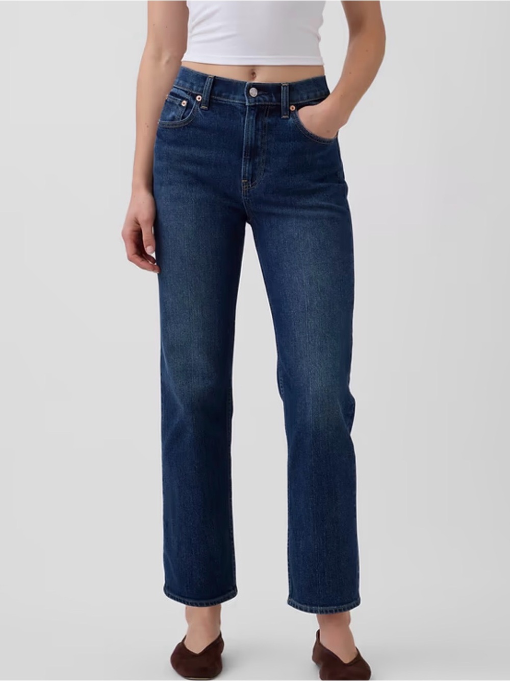 High Rise ’90s Slim Straight Crop Jeans - dark indigo
